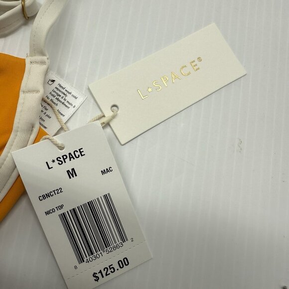 L Space  Bikini Top Women Orange & Cream Nico Underwire Size Medium Beachy Pool - Picture 7 of 8